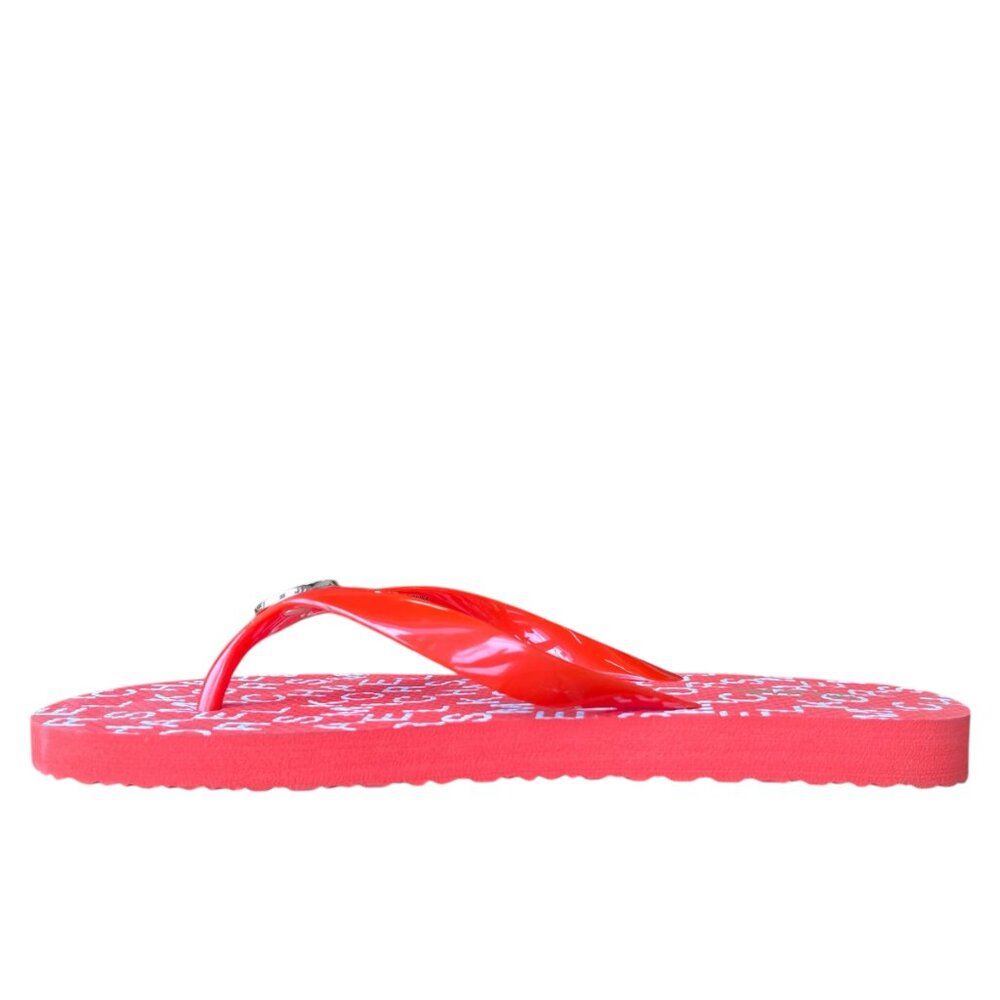 Michael Kors Mandarin Orange MK Logo Flip Flop Sandals Size 8 - Picture 4 of 13